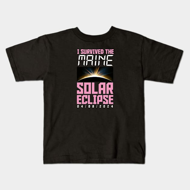 I Survived The Maine Solar Eclipse April 8 2024 Souvenir Kids T-Shirt by rockpapertshirts